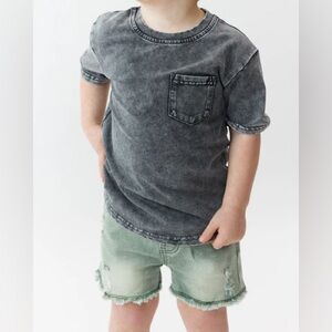 LITTLE BIPSY CUT OFF DENIM SHORTS - GREEN WASH (Unisex 4T-5T)